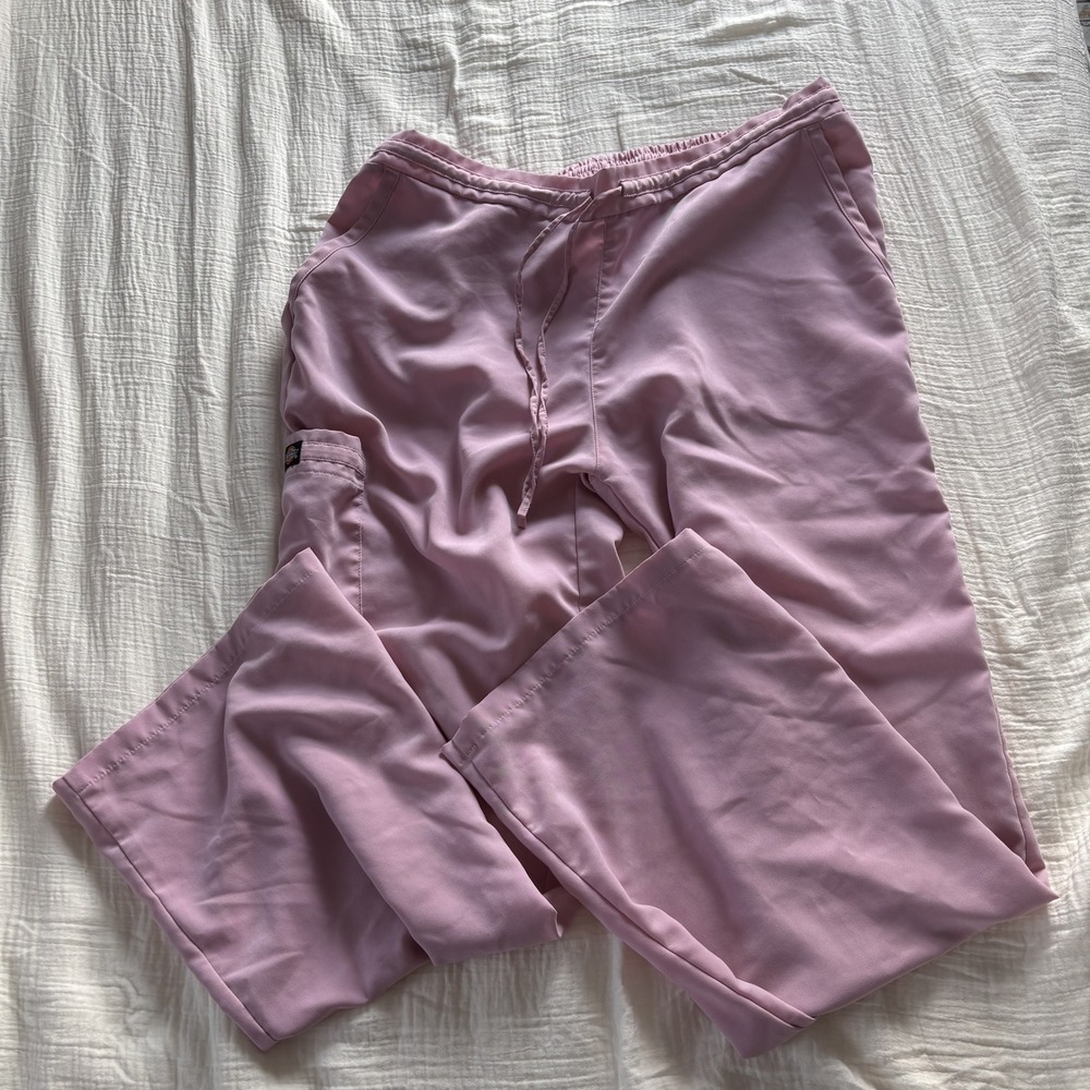 Dickies Scrub Pants Cargo Pocket Pink Drawstring Elastic Waist Medical L